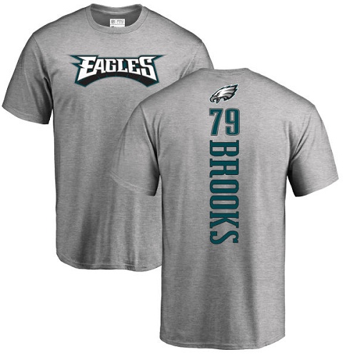 Men Philadelphia Eagles #79 Brandon Brooks Ash Backer NFL T Shirt->nfl t-shirts->Sports Accessory